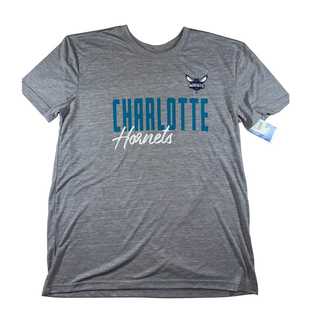Official NBA Charlotte Hornets Basketball Size Large Grey Tee Shirt